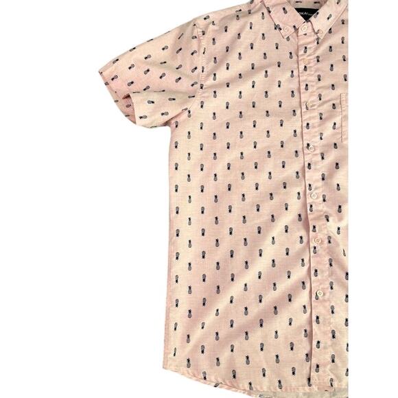 Molokai Surf Co Pink Pineapple Print Button Down Shirt Men's Large Tropical - Picture 5 of 10